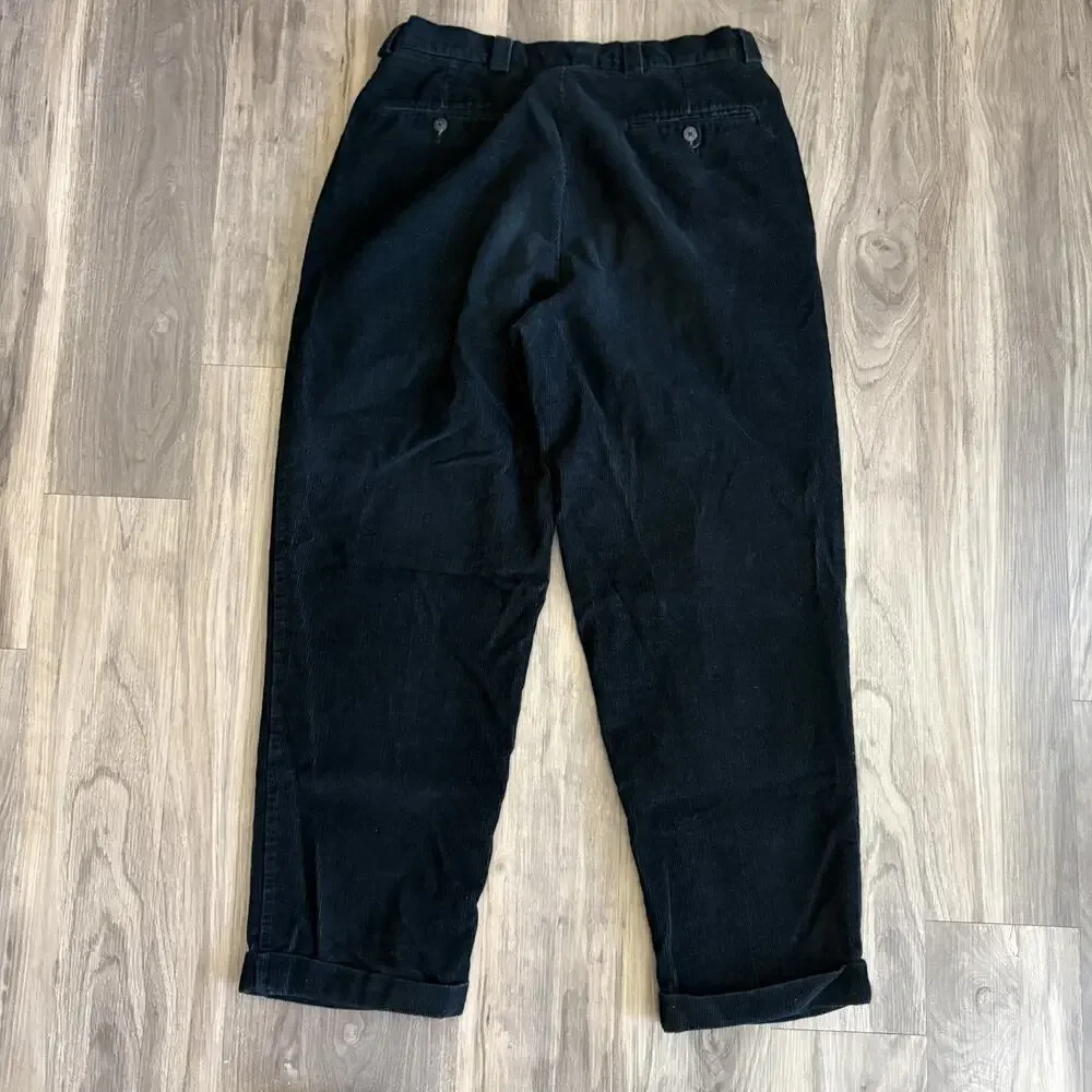 Vintage Corduroy Pants Men's Size 32x28 Black Murano 1990s Pleated